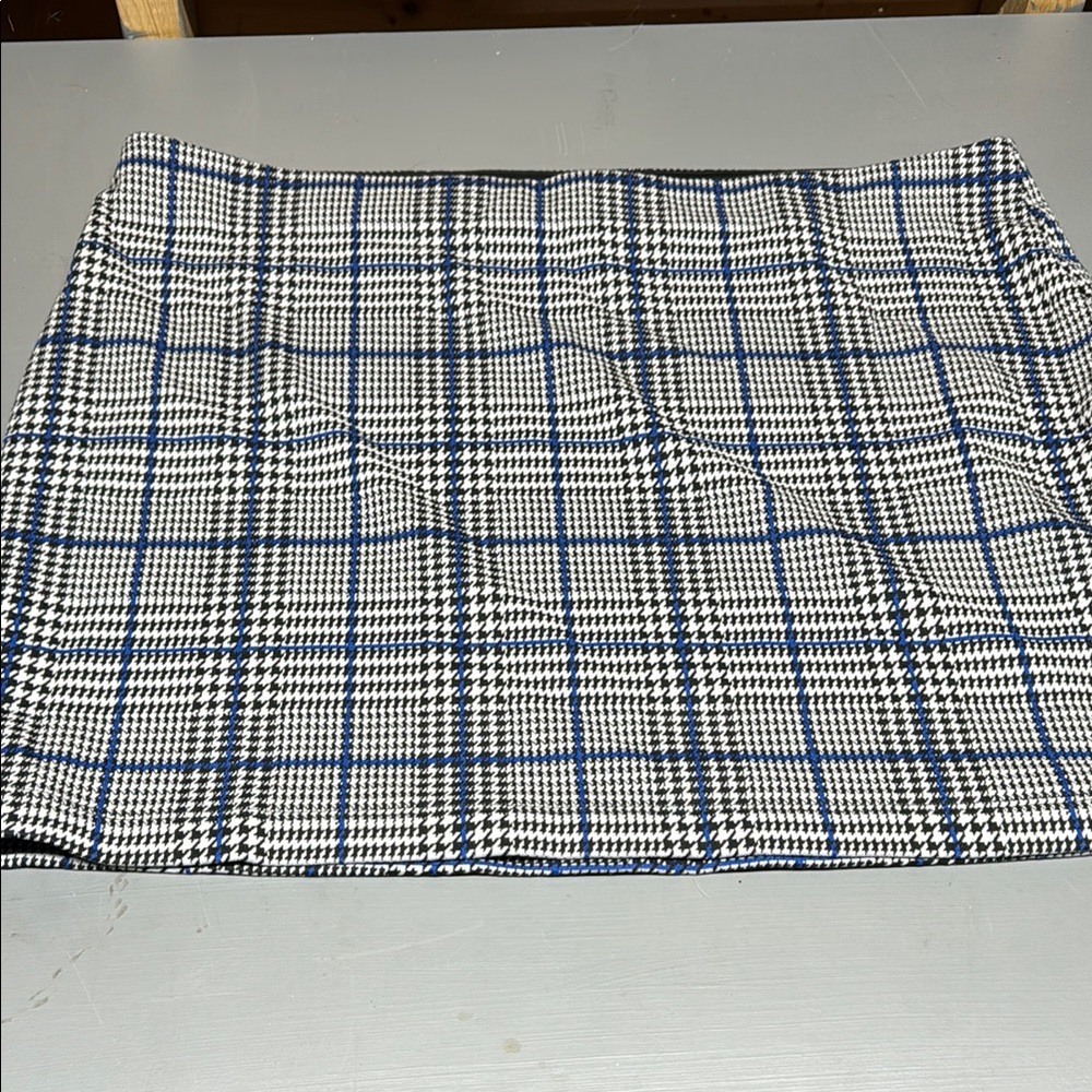 Plaid Mini Skirt in Blue and White